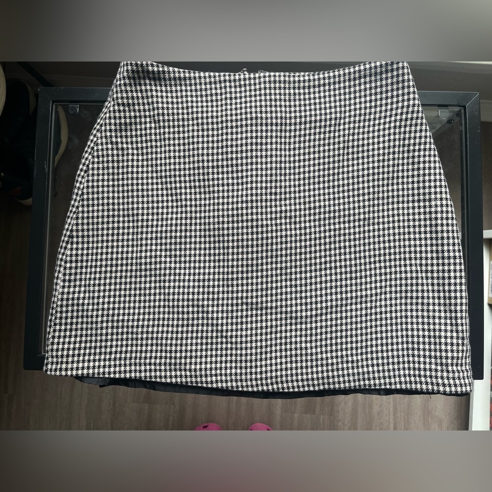 Forever 21 Black and White Checkered A-Line Skirt